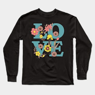 Mint Floral Love Long Sleeve T-Shirt